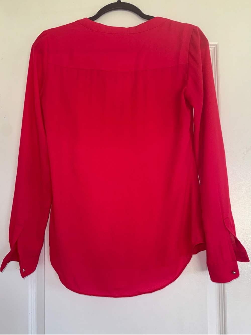 Candie’s Pink Blouse Size S Sheer V Neck Flowy Long Sleeve Top - Picture 2 of 7